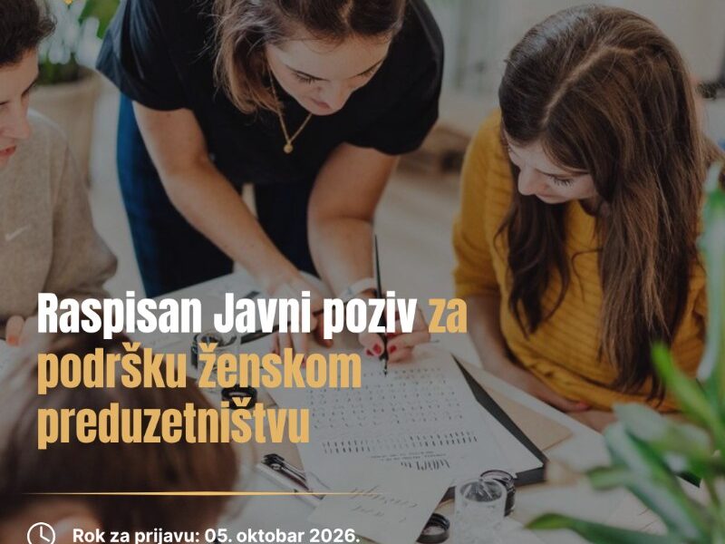 Raspisan javni konkurs za podršku ženskom preduzetništvu, rok za prijavu 5. oktobar 2026.
